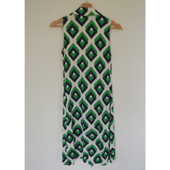 Diane von Furstenburg St Jude Sleeveless Wrap Dress Green Geometric - Picture 4 of 4